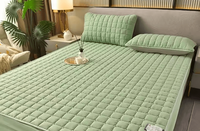 Evergreen Home Goods Breathable Quilted Mattress Cover, Soft Skin Friendly, Anti Mite, Anti Bacterial Bed Protector Fitted Sheet green 90x200x27cm