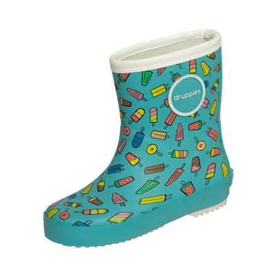 Gummistiefel DRUPPIES "Regenstiefel Summer", Mädchen, Gr. 32, blau, Obermaterial: 100% Naturkautschuk NaRubber., Schuhe Gummistiefel