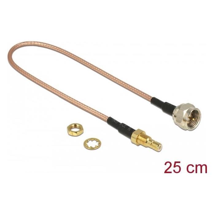 Delock Antennenadapter F - SMB Stecker-Buchse, zum Einbau, 25cm (Antennenkabel) (13025)