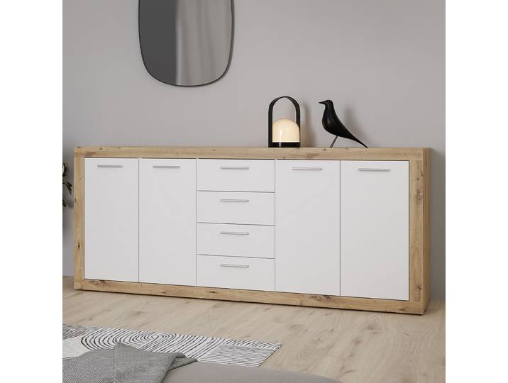 Enfilade - 197 cm 197 x 92 x 41cm Blanc/Marron