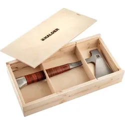 Handbeil, mit Ledergriff, inkl. hochwertiger Ledergürteltasche als Schneidschutz, in attraktiver Geschenk-Holzbox | 3555s001