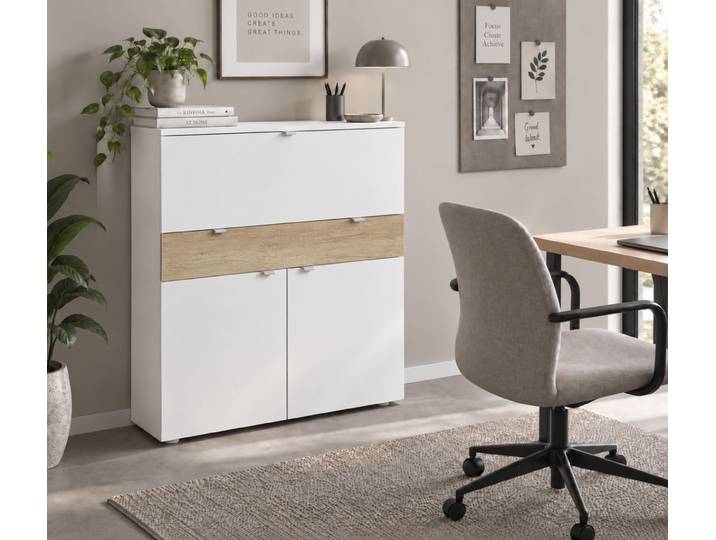 Sekretär BORCHARDT MÖBEL Dolly , weiss (weiß eiche), B:110cm H:109cm T:35cm, Sekretäre, Sekretär, platzsparend, Home-Office-Schreibtisch, Breite 110 cm, Made in Germany