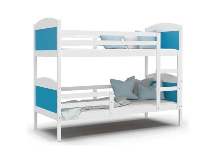 Lit Superposé Mati 90x190 Blanc - bleu