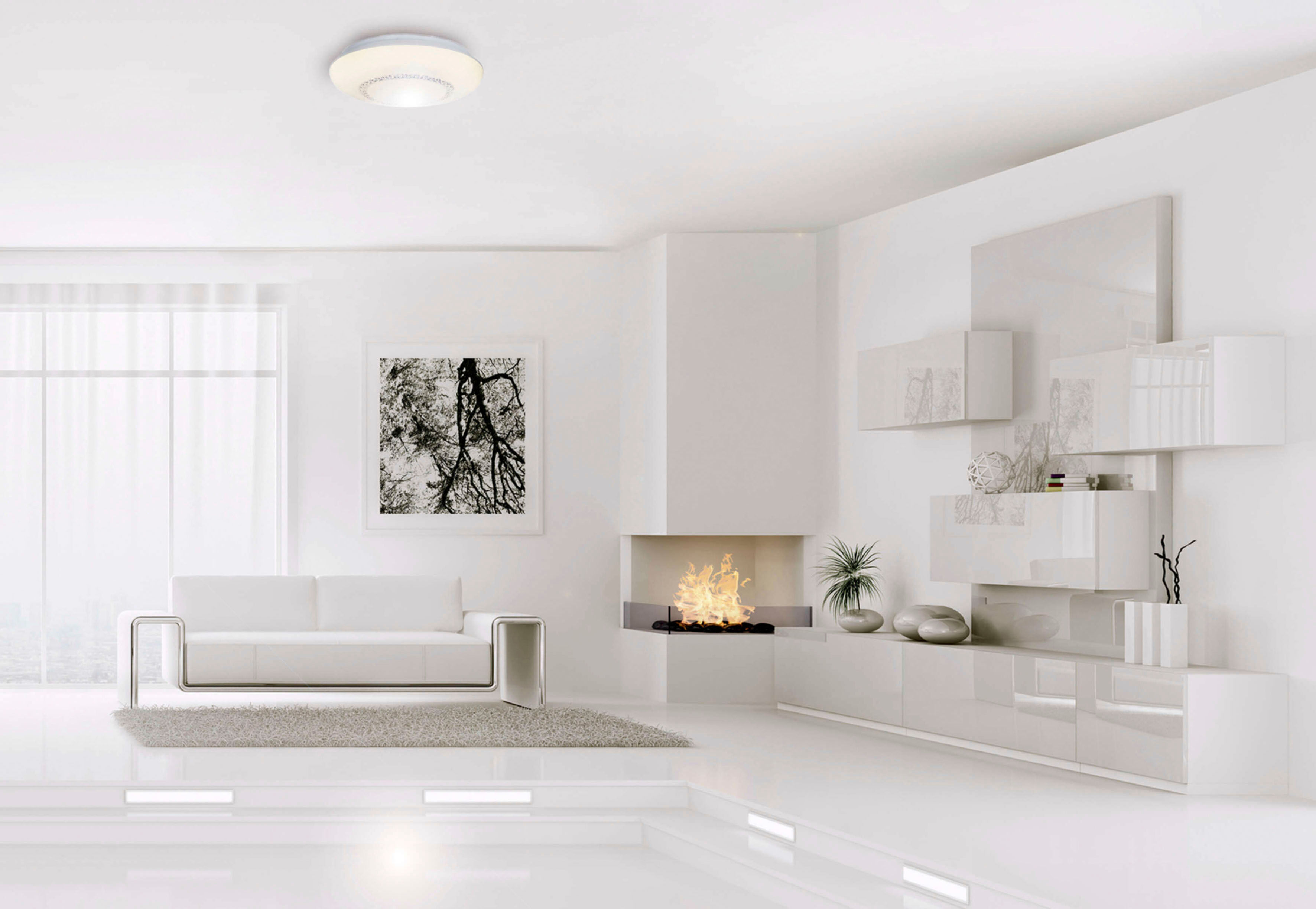 NÄVE LED Deckenleuchte "Pilsen", weiß, 1, Ø 41cm H: 10,5cm, 1 Stk., Leuchten, Acrylschirm mit Kristallelementen, incl LED´s warmweiß, D: 41cm, weiß, LED Deckenleuchte