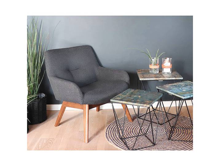 Sessel Balard Grau/Dunkelgrau Flachgewebe Braun 63 x 73 x 65cm