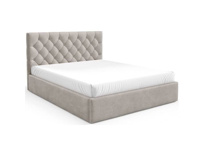 Lit rembourré 180x200 cm avec coffre en velours beige