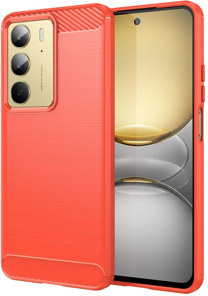 Realme C75 - EIDERWOOD Brushed Carbon Fiber Fleksibelt Plastik Cover - Rød
