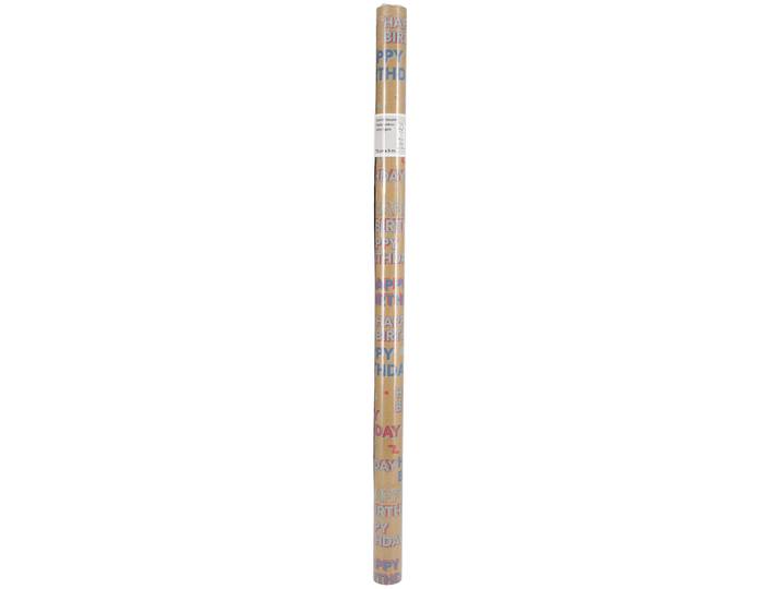 Geschenkpapier 70 cm x 5m, Kraft Happy Birthday blau rot