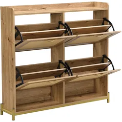 SCHUHSCHRANK aus Holz mit Rattantüren