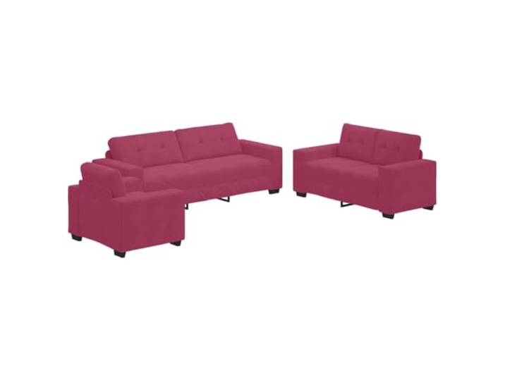 Todiikf Sofa Set 3-Teilig Samt Couch Garnitur 6-Sitzer Wind Rot Moderne Couchgarnitur aus weichem Samt mit breiten Armlehnen fuer Wohnzimmer und Empfangsbereich.
