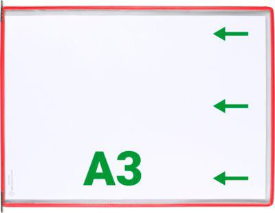 Sichttafel Tarifold DIN A3 quer, 10 St., alle Trägersysteme, Metalldrehzapfen, rot