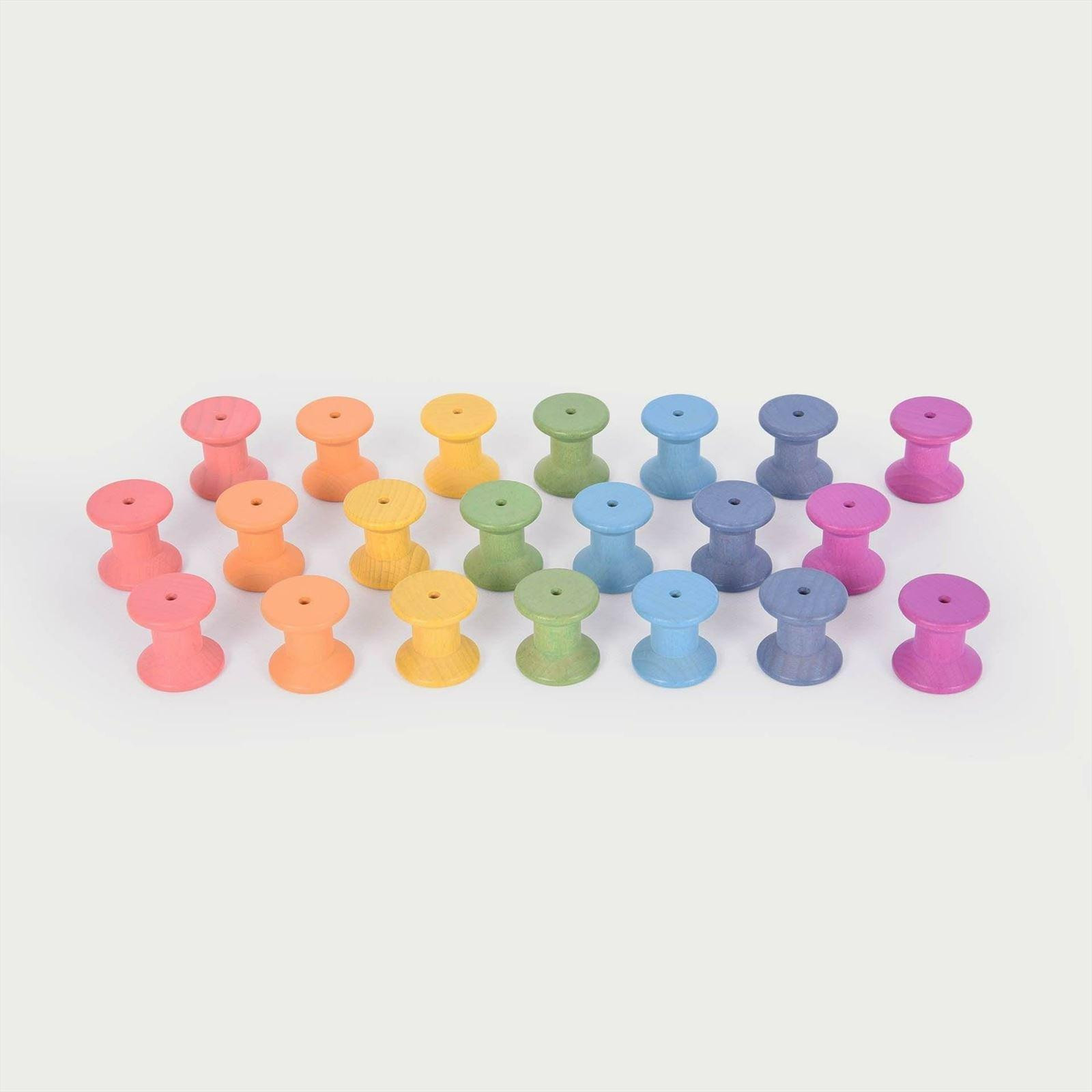 TickiT Regenboogkleurige houten spoelen, Meerkleurig