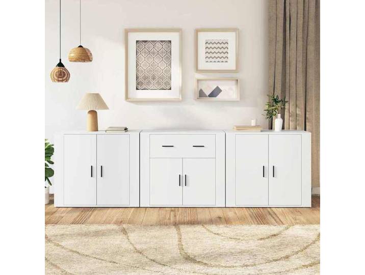 Buffets 3 pcs Blanc Bois d'ingénierie Buffet Moderne Salon Salle à Manger 120x40x80cm