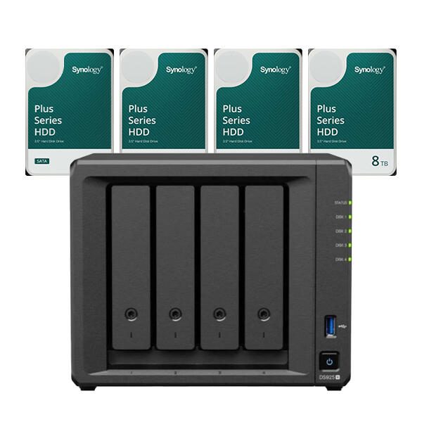 Synology DS925+ DiskStation + 32TB 4x Synology Plus 3.5" SATA 6Gb/s Festplatte 8 TB DS925+ & HAT3320-8T