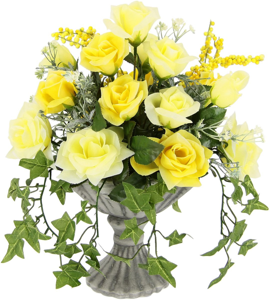 SnelShoppen Flair Flower Kunstbloemen Rozen in Beker - Natuurgetrouwe Zijdebloemen voor Tafeldecoratie en Bruiloft