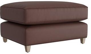 Juliana Leather Ottoman - Chocolate Leather, Chocolate Latte - Ballard Designs