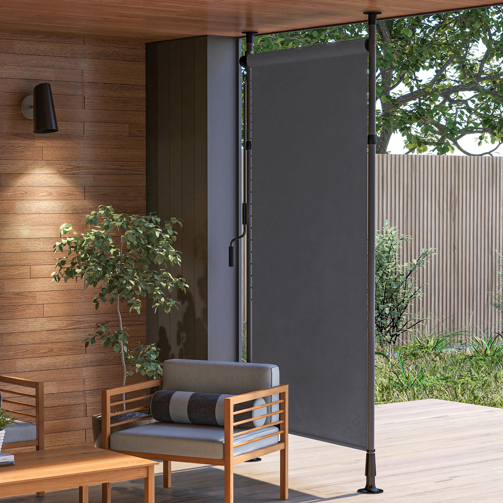 Outsunny Tenda da Giardino lunghezza regolabile con manovella, senza foratura e in alluminio, 150 x 220-310 cm, grigio scuro   Aosom Italy