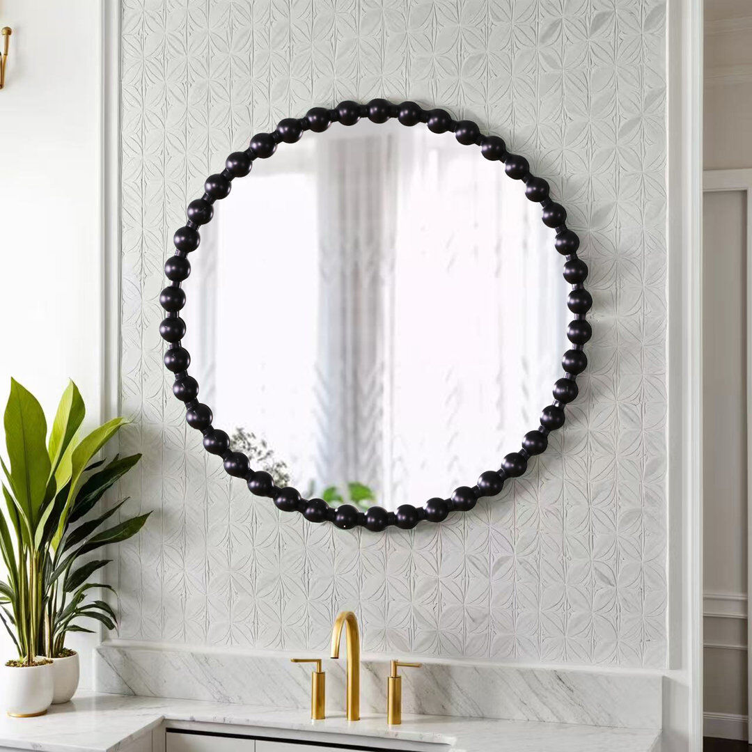World Menagerie Round Mirror Black 90cm H X 6cm D