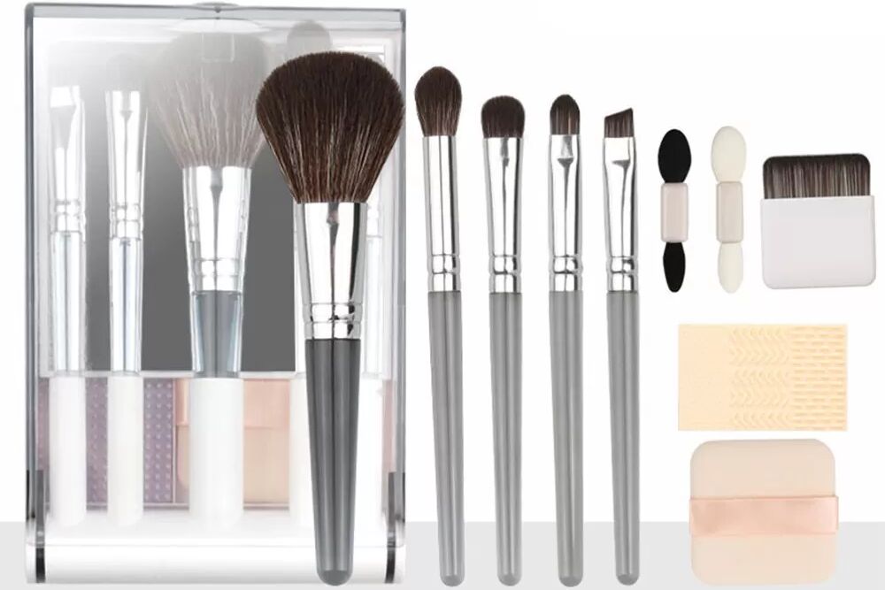 INF Tragbares Multifunktionales Make-up Pinselset - Weiße Kosmetikbox