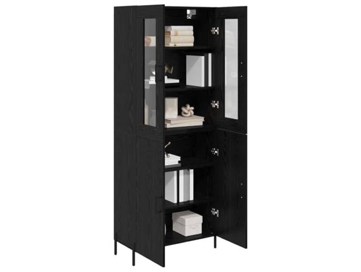 KTHLBRH Sideboard Eiche schwarz 69,5 x 34 x 180 cm Holz mehrschichtig Platzsparendes Wanddesign, großer Innenraum, Holzkonstruktion, elegantes Finish