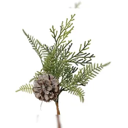 Christmas Decorations Künstlicher Zweig 22cm mit Zapfen und Farn Kunstzweige Deko Zweige Weihnachten Weihnachtszweige Grün Braun