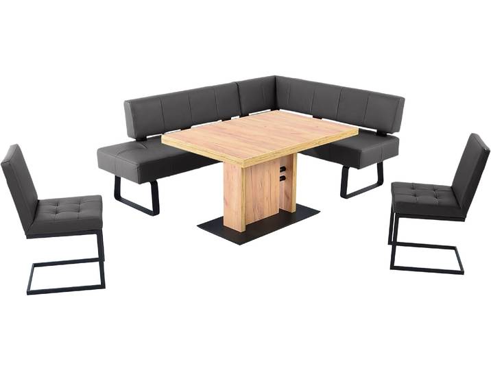 Essgruppe, Leder CASAY, Braun, 195×50 cm, Ausziehbar, K+W Komfort & Wohnen