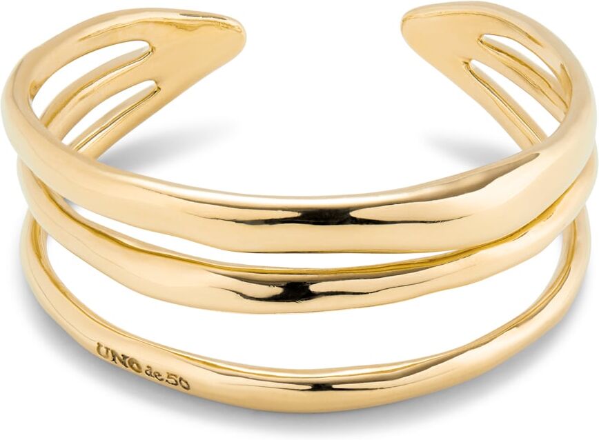UNOde50 Pulsera rígida triple con curvas  bañada en oro Dorado M