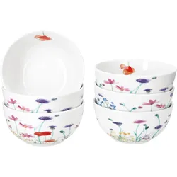 6x Marie Müsli-Schale Ø14cm 400ml Porzellan 6 Personen Dessert-Schüssel Blume