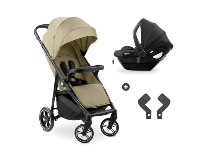 Hauck Buggy Shop N Care 2in1 Travel Set - Olive Geburt bis 22 kg, Sitz mit Liegeposition, UV-Schutz 50+, Snack-Tablett, Getränkehalter, EVA-Räder