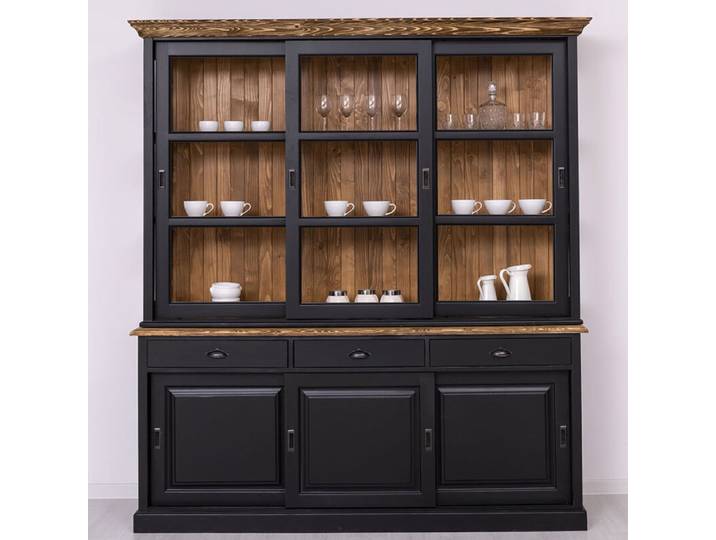 Rustikaler Buffetschrank mit Schiebetüren schwarz