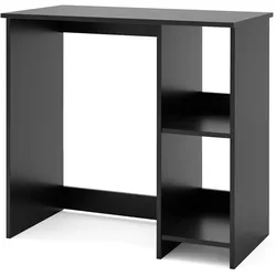COSTWAY Kleiner Schreibtisch, mit 2 Fächern, für kleine Büros, PC-Tisch im schlichten Stil, 80x40x74 cm, Schwarz
