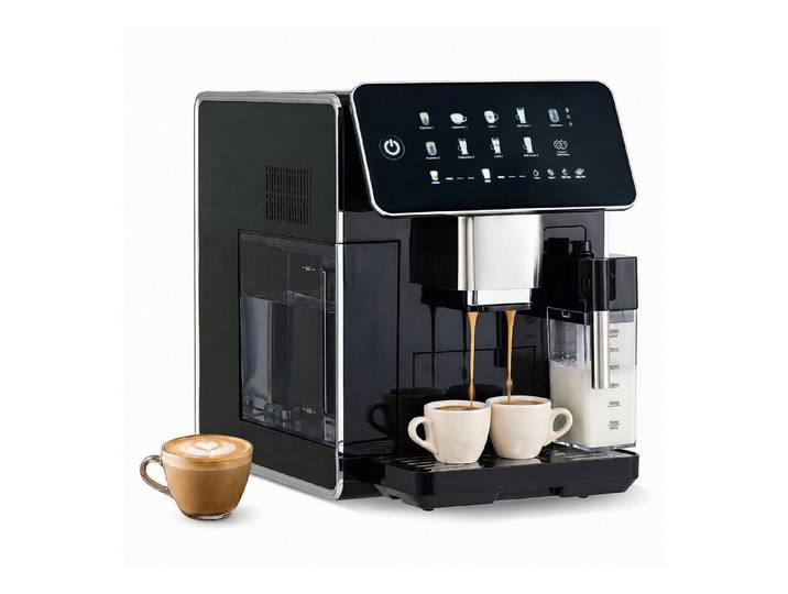 COSTWAY Kaffeemaschine mit Mahlwerk, Kaffeemaschine mit Milchbehälter, 15 Bar