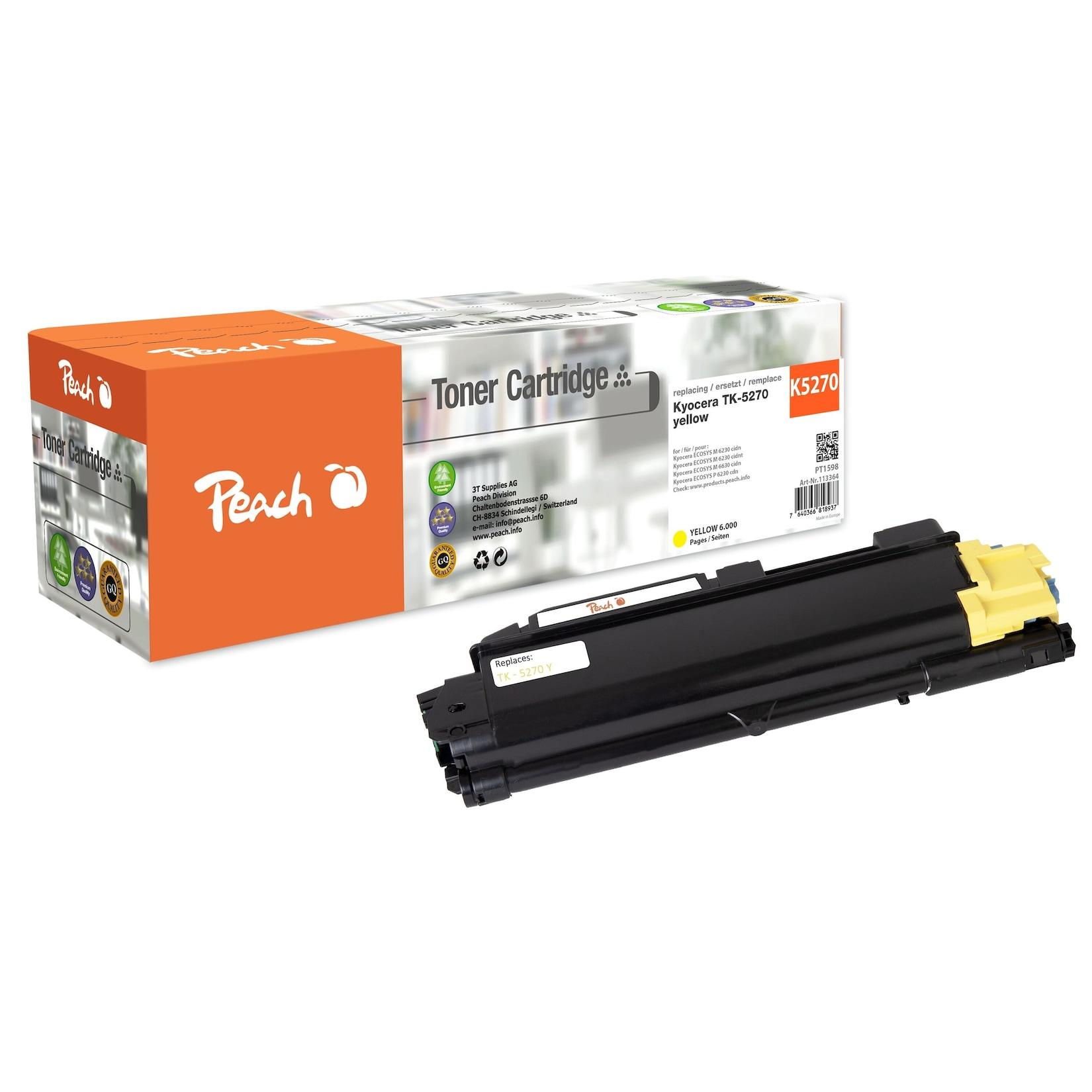 Peach K5270 Y Toner ye ersetzt Kyocera TK-5270Y für z.B. Kyocera ECOSYS M 6230 cidn, Kyocera ECOSYS M 6230 cidnt, Kyocera ECOSYS M 6630 cidn (wiederaufbereitet)