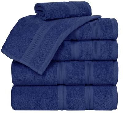 Home City, Inc.-Bath Smart Dry Zero Twist Bath Towel Set Six Piece Set, Six Piece Set, Navy