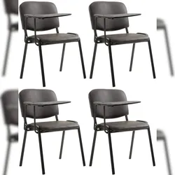PROREGAL 4er Set Bürostuhl MALLORCA mit Klapptisch Kunstleder HxBxT 81x53x71cm Kunstleder Braun Schreibtischstuhl