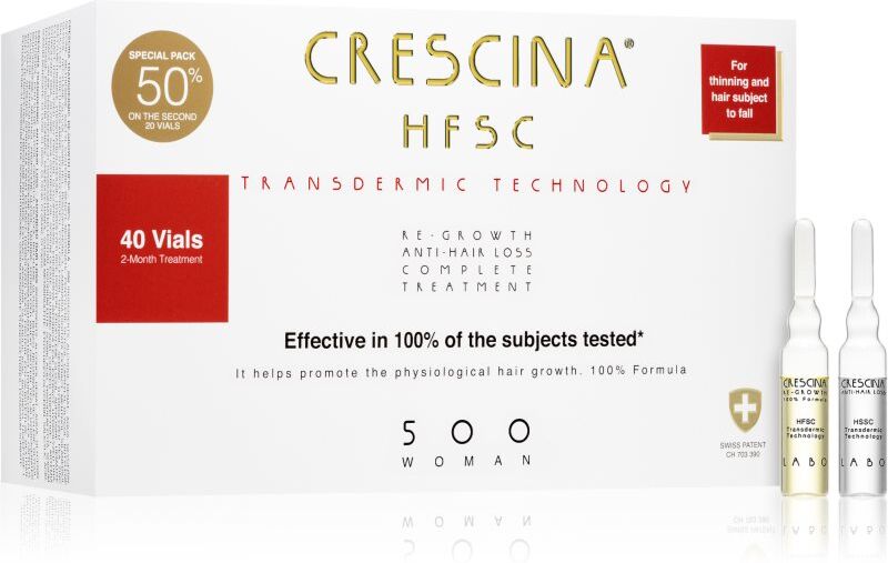 Crescina Transdermic 500 Re-Growth and Anti-Hair Loss Pflege zur Förderung des Haarwachstums und gegen Haarausfall für Damen 40x3,5 ml
