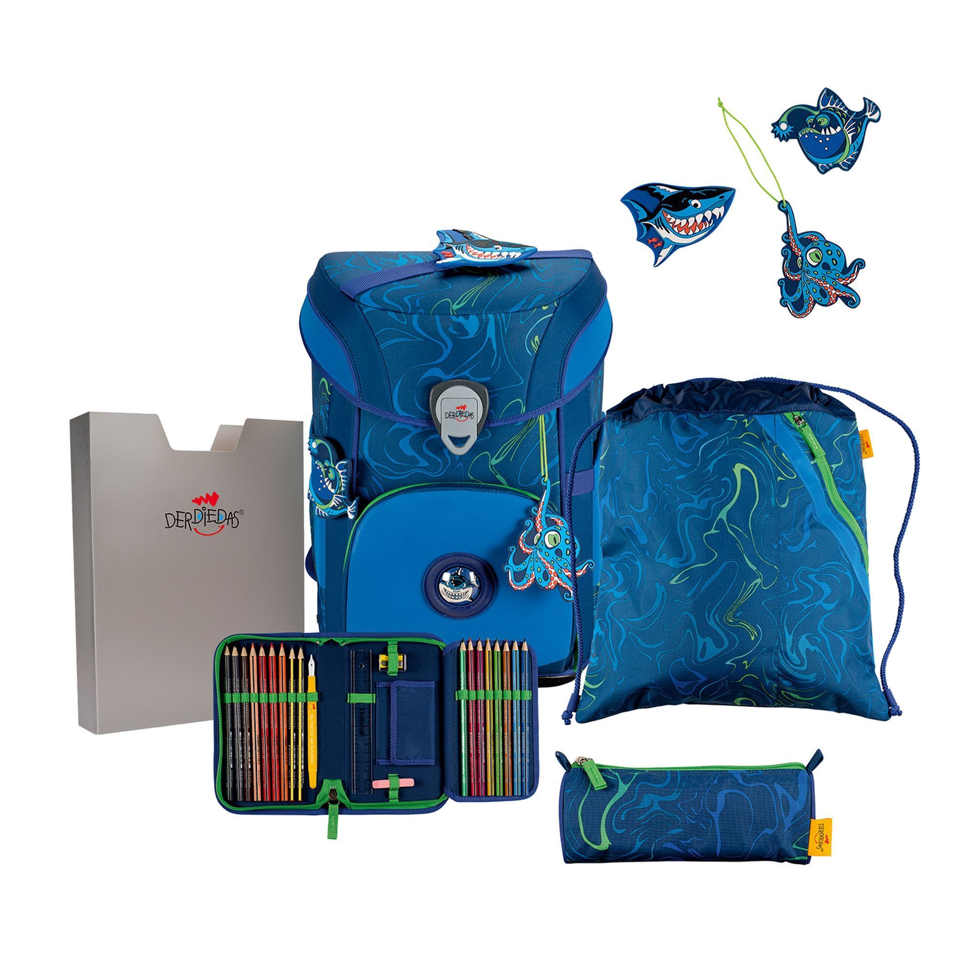 DerDieDas ErgoFlex Easy Exklusiv SF Water Splash Set 5-teilig Schulranzen