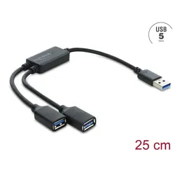 Delock 2 Port USB 5 Gbps Typ-A Kabel-Hub mit USB Typ-A Anschluss 25 cm
