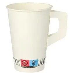 Papstar, Einweggeschirr, Papp-Trinkbecher mit Henkel, 0,2 l, weiá