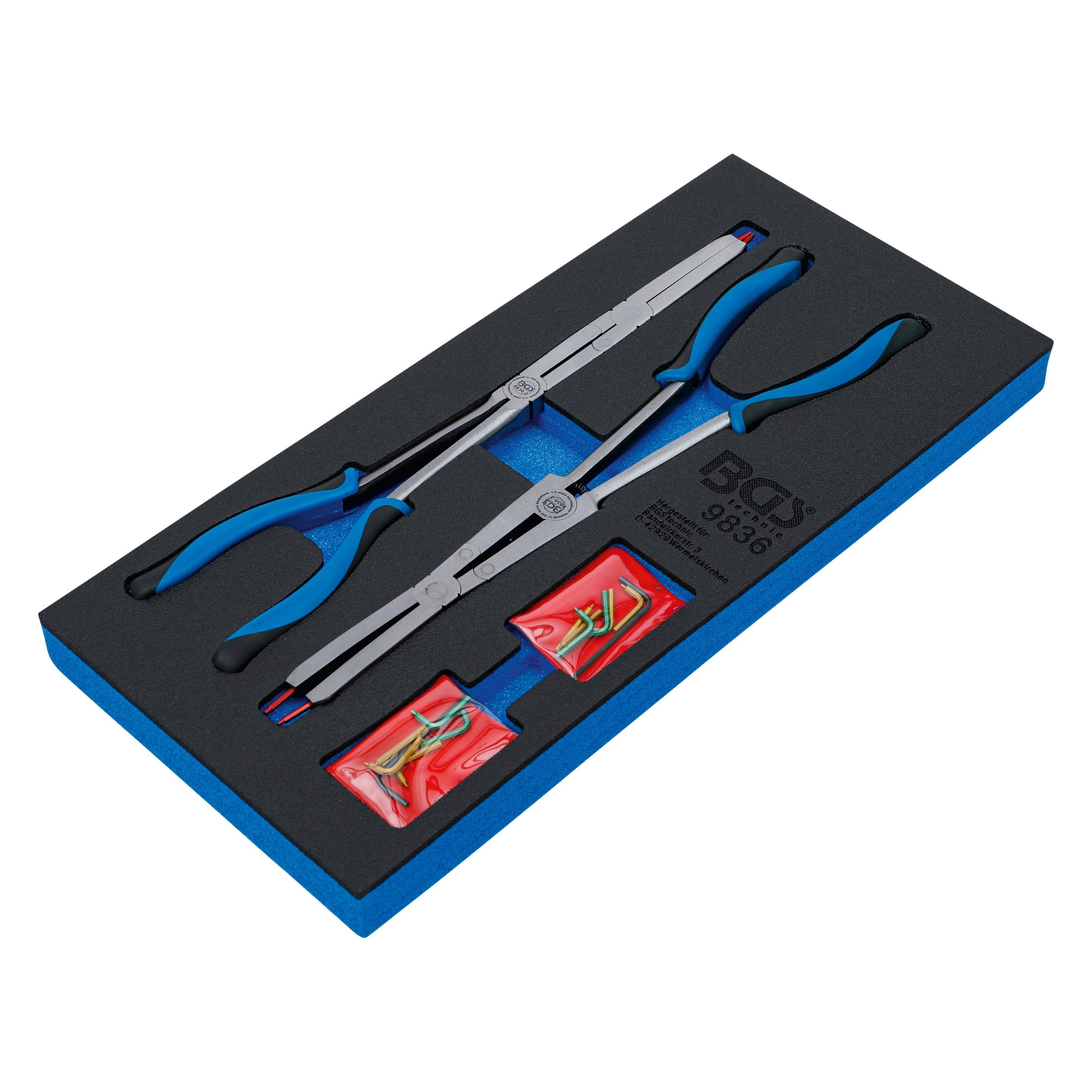 BGS Werkstattwageneinlage 1/3: Doppelgelenk-Sprengringzangen-Satz auswechselbare Spitzen 345 mm (9836)