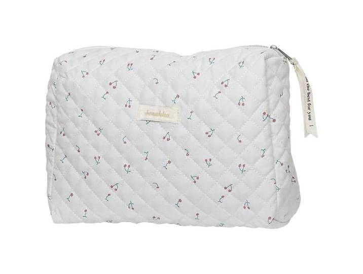 Kulturtasche mit Blumenmuster Weiß, 17x9x24 cm, Badaccessoires, Kosmetikdosen
