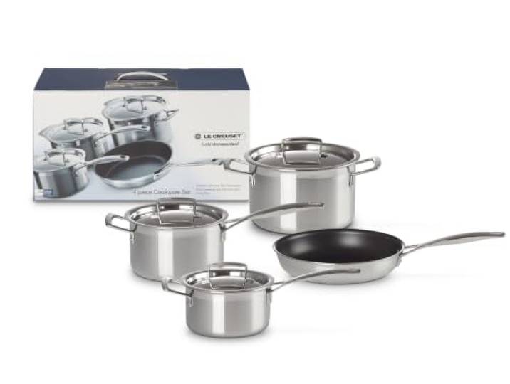 Le Creuset 4-teiliges Kochgeschirrset aus 3-ply Edelstahl, 96209100001000