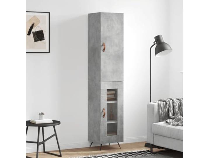 RJPLMFV Anrichte, hoch, grau, Beton, 180 cm, Holz Füße aus Metall, praktische Türen, geräumige Aufbewahrung, Wandbefestigung inklusive