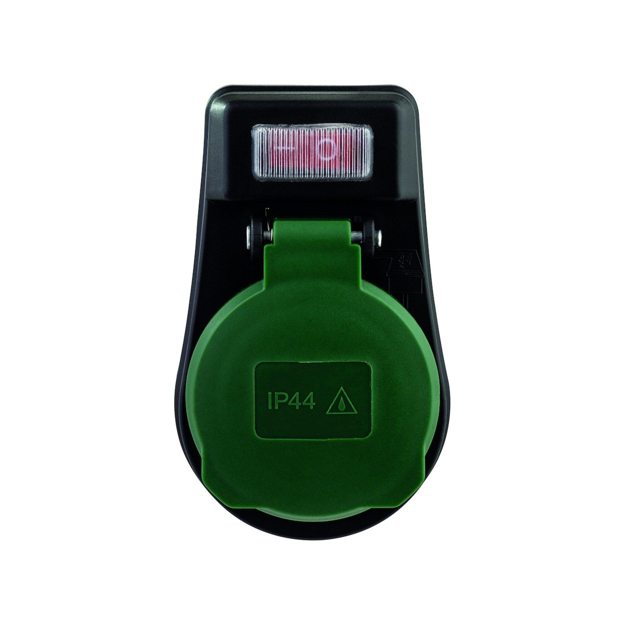 REV Adapter IP44 mit Schalter schwarz/grün (0020190502)