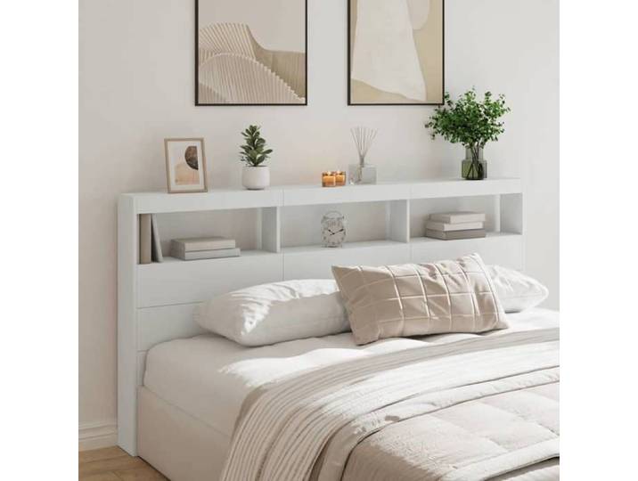 Armoire tête de lit avec LED blanc 200x17x102 cm poids:29.4 kg 4188