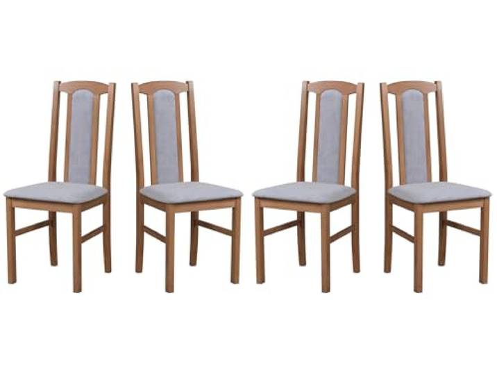 LeafDesign Esszimmerstühle 4er Set, Massivholz, Gepolstert, Hell Nussbaum Küchenstühle, Esstischstühle und Essstühle für Wohnzimmer, Restaurant, Café, Hotel und Gastronomie – hoher Sitzkomfort
