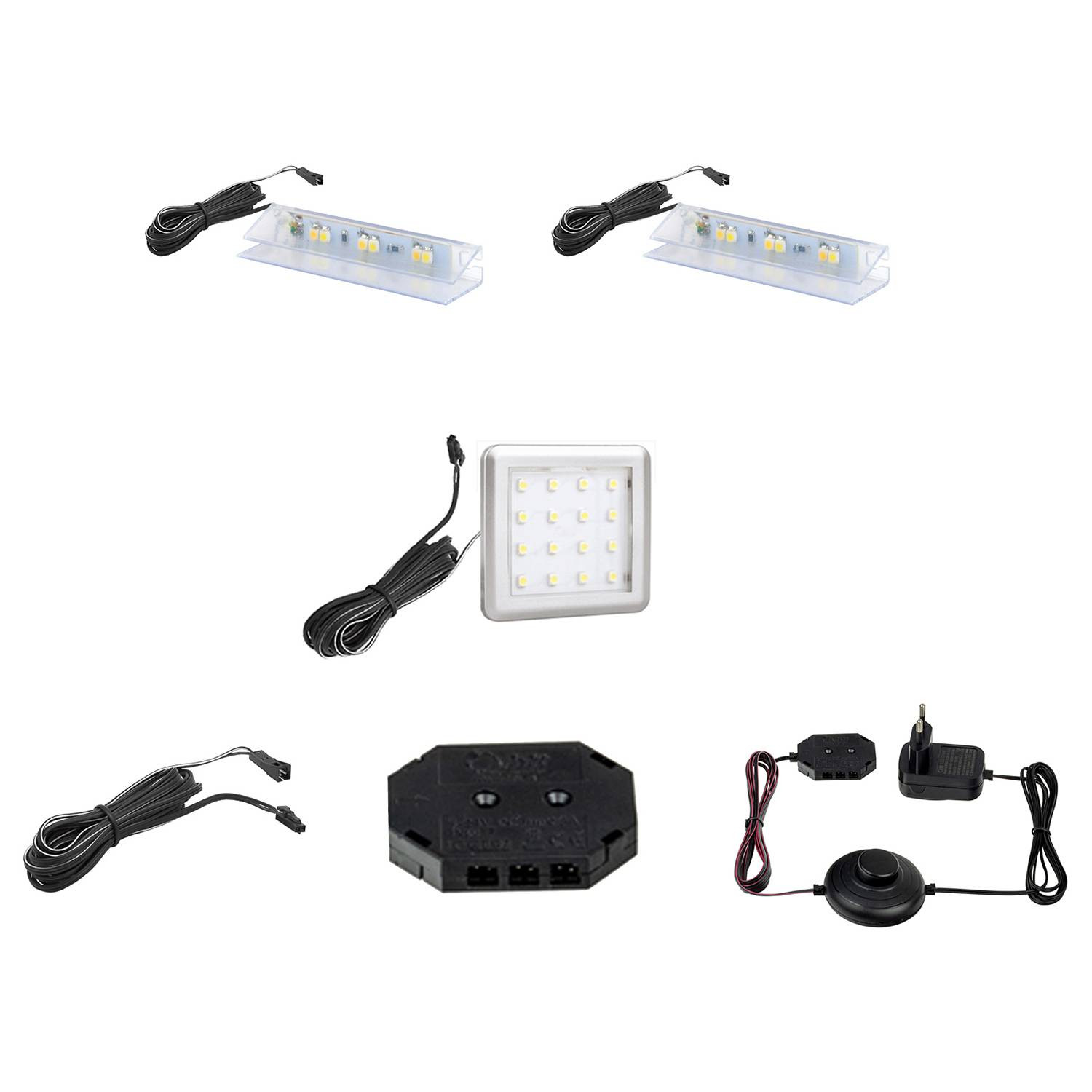 home24 LED-verlichting grijs en wit van kunststof