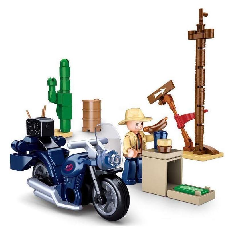 Sluban Roadtrip mit dem Motorrad (78 Teile), Spielset, Klemmbausteine, City, mit Spielfigur, Stadtleben, b (M38-B0717F)