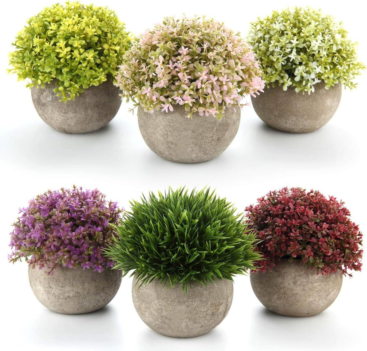 Set van 6 kleurrijke kunstplanten met potten voor een levensechte uitstraling