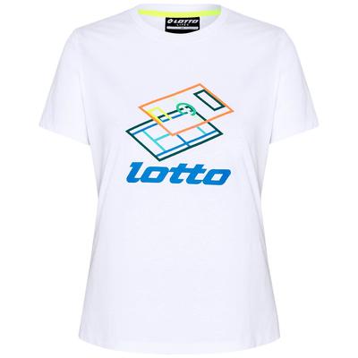 Print-Shirt LOTTO, Damen, Gr. M (38), weiß (hellweiß), 80% Cotton, 20% Polyester, bedruckt, Rundhals, gerader Abschluss, Shirts, - mit plakativem Frontprint